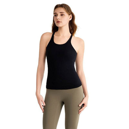 yoga clothes sleeveless Vest With Chest Pad Workout Top
