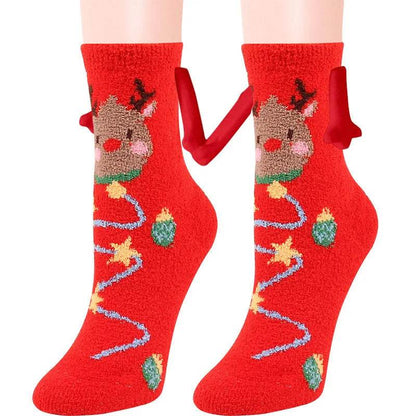 Soft Carton Christmas-themed Fleece Winter Home socks for Women