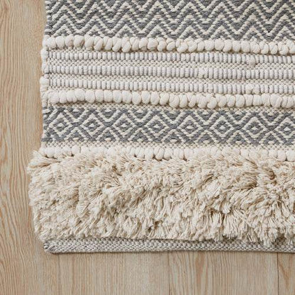 Woven Texture Stripe Bath Rug Grey 20x32