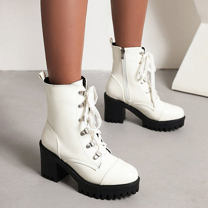 Women's Mid-Calf Patent Leather Boots – High Heel Riding Style Fashion Footwear