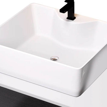 Meuble-lavabo mural simple de 31,5 pouces avec dessus en pierre reconstituée