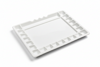 21 Wells Ceramic Color Tray Palette 12" x 15 3/4" - 1 Large Mixing Area and 4 Inclined Brush Holders
