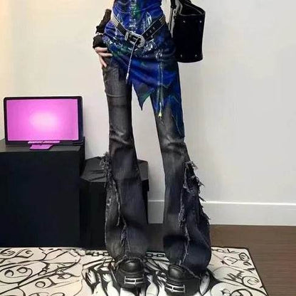 Fashion American Slightly Flared Baggy Jeans Pant Women
