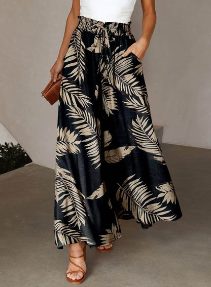Printed Comfortable Casual High Waist  Wide-leg Floral Palazzo Trousers women