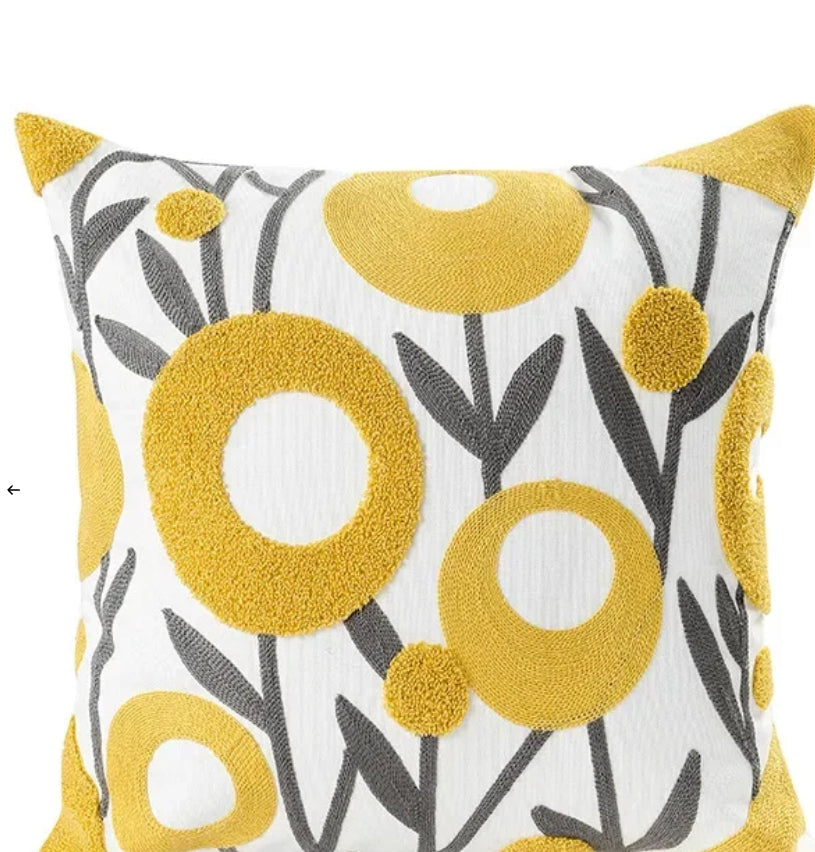 Decorative Floral Embroidered Pillow Cover