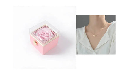 Fashion Acrylic Rotating  Valentine  Rose Jewelry gift  Box