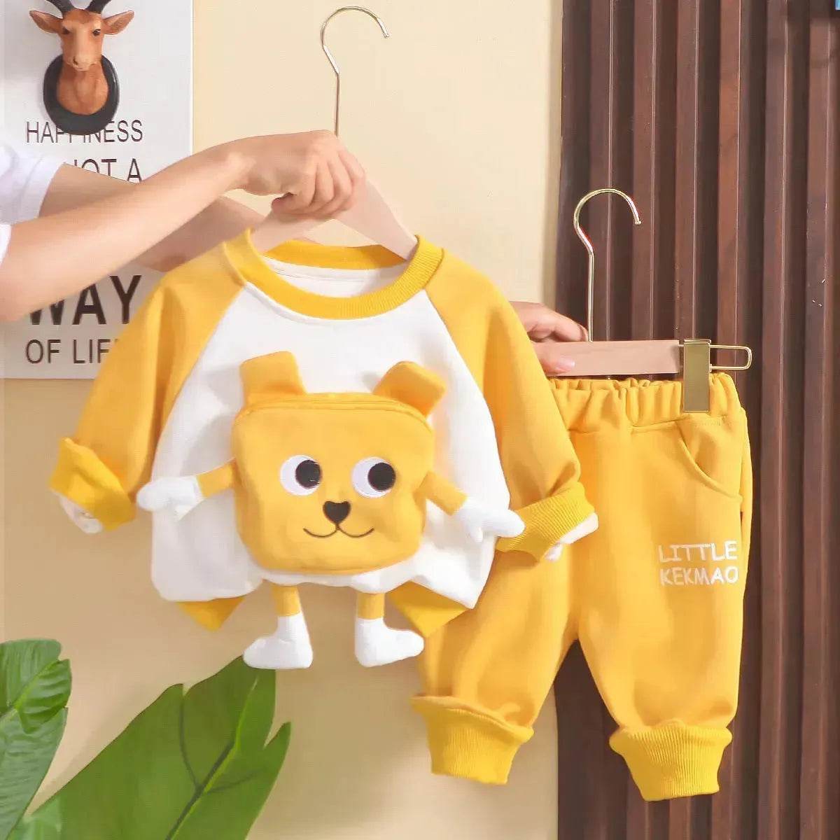 Neutral Cartoon  Autumn Clothes Suit Western Style Neutral  two piece for kids