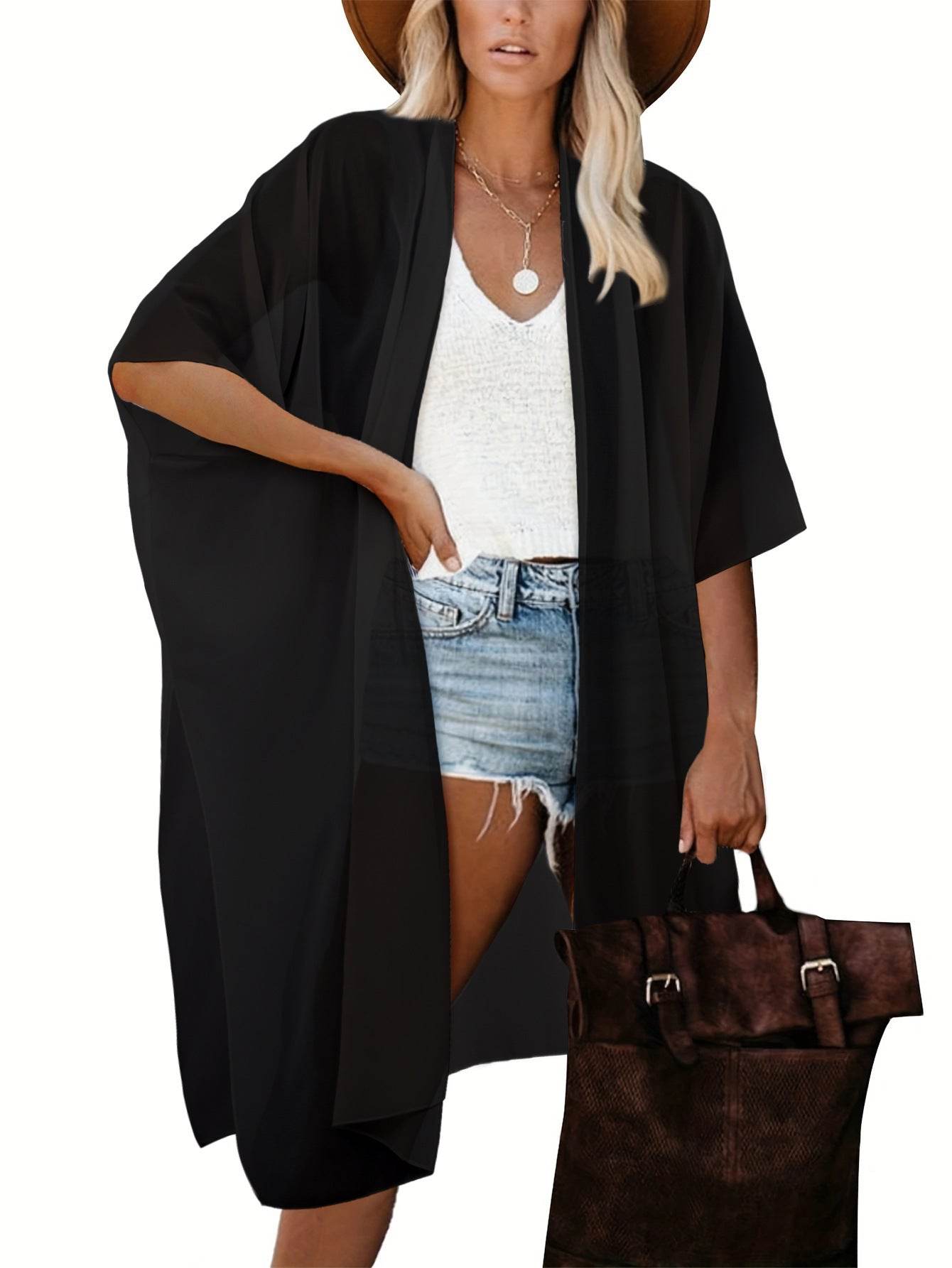 Spring Summer Printed Sun Protection Beach Kimono Cardigan Blouse top Women