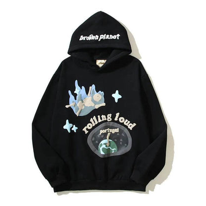 Sweat à capuche imprimé vintage pour hommes