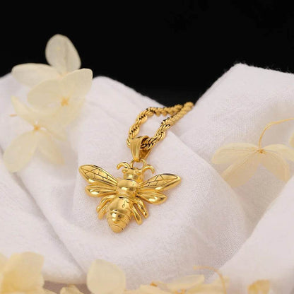 Titanium Steel Bee Necklace Stainless Steel gold