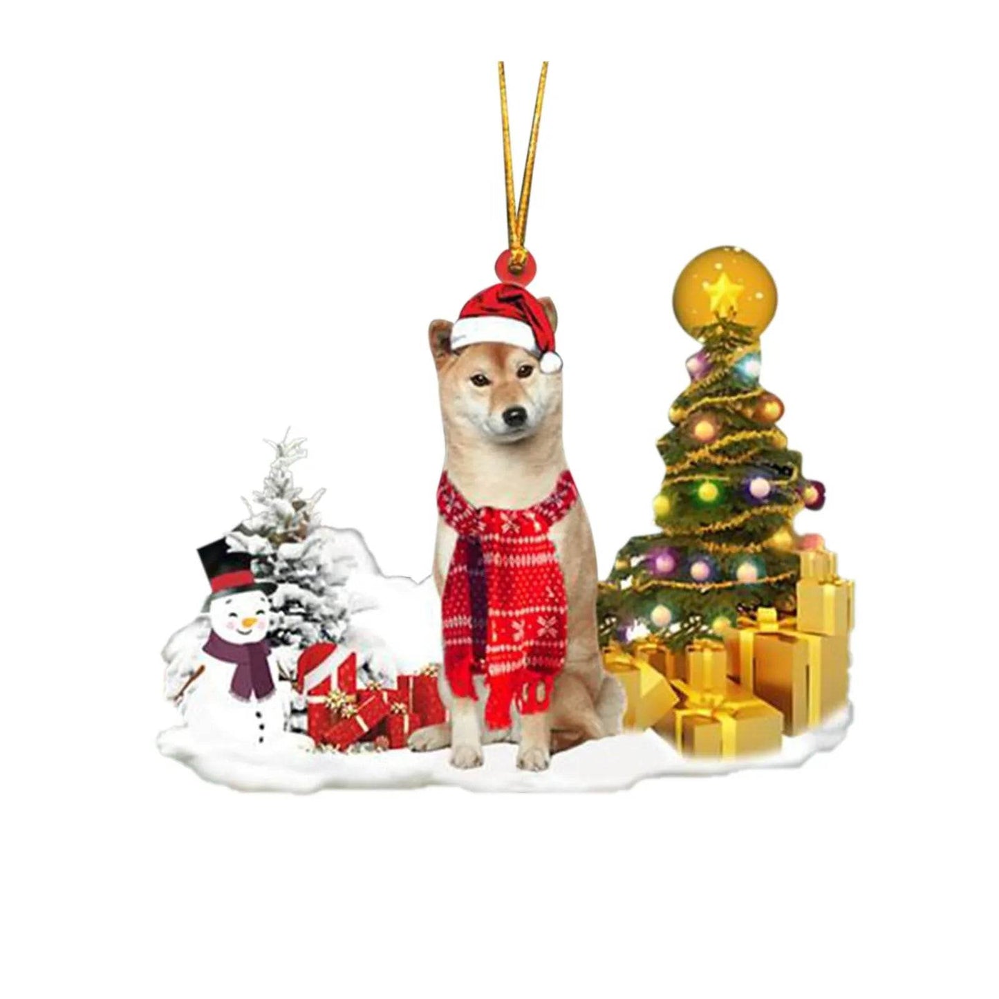 Christmas Family Puppies Decorate Trees With Lights
