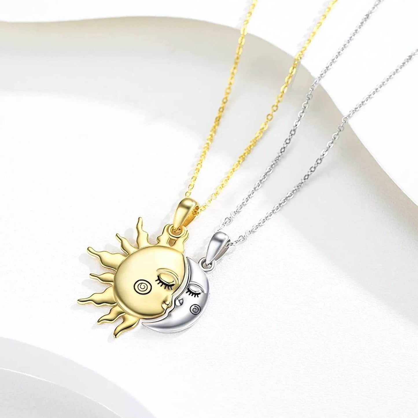 Collier magnétique soleil et étoile en or 18 carats, pendentif de couple tendance, cadeau de Saint-Valentin