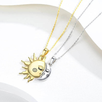 Collier magnétique soleil et étoile en or 18 carats, pendentif de couple tendance, cadeau de Saint-Valentin