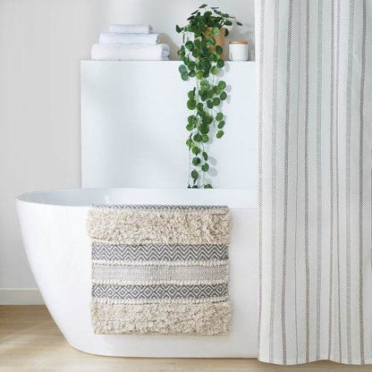 Woven Texture Stripe Bath Rug Grey 20x32