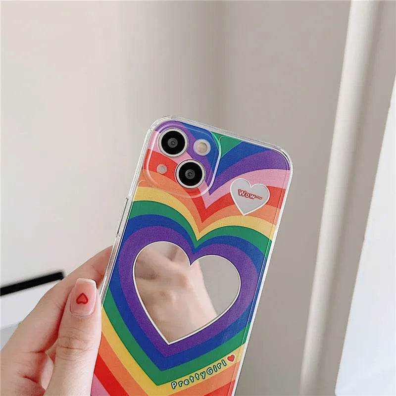 Coque de téléphone en silicone miroir Rainbow Love