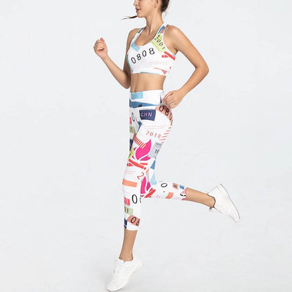 2pcs Women's Printed  fitness Gym Workout Outfit set