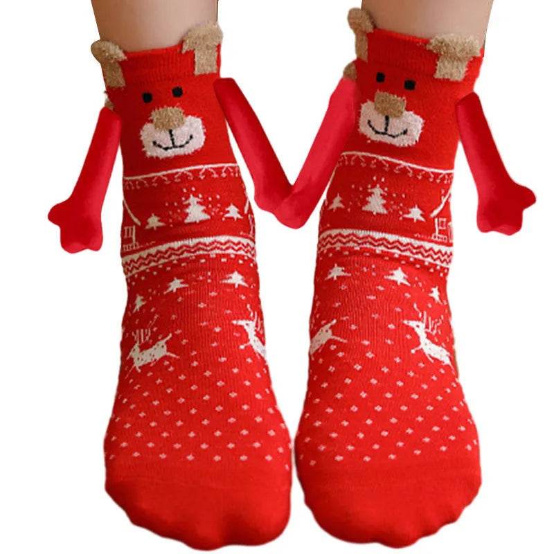 Hand Holding Couple Magnetic Handle Christmas Stockings