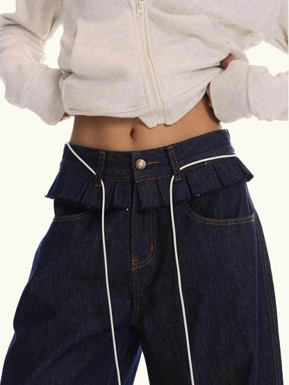 Pantalon jean ample à taille lâche pour hommes et femmes