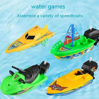 Jouets de Bain Bébé Bateau à Moteur Voilier Hors-Bord pour Enfants Cognition des Couleurs Motomarine d'Été
