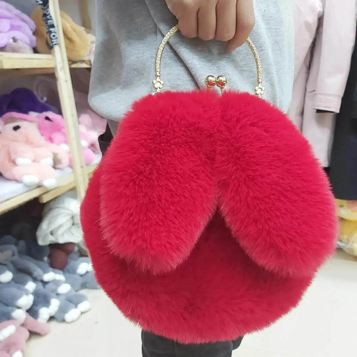 Sac à main en peluche avec chaîne pour petite fille