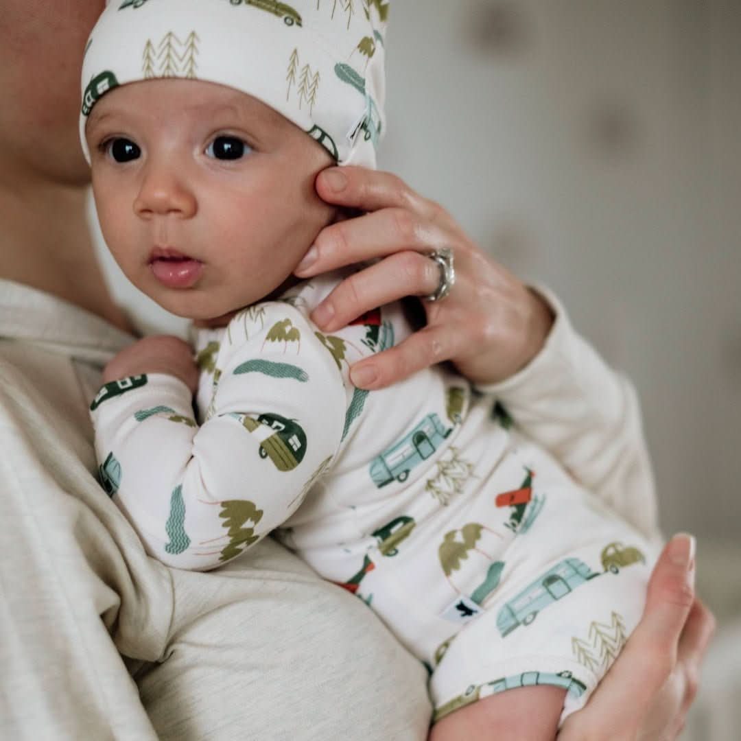 Baby Long-Sleeve Bamboo Onesie | Berry Stripe