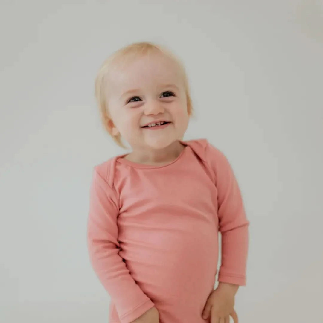 Baby Long-Sleeve Bamboo Onesie | Terracotta