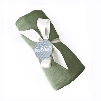 Mousseline en bambou pour bébé kaki