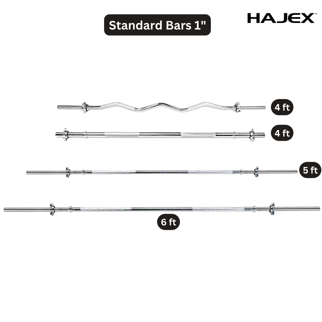 Barres d'haltères olympiques et standard HAJEX 4 pieds, 5 pieds, 6 pieds et 7 pieds