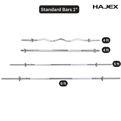 Barres d'haltères olympiques et standard HAJEX 4 pieds, 5 pieds, 6 pieds et 7 pieds