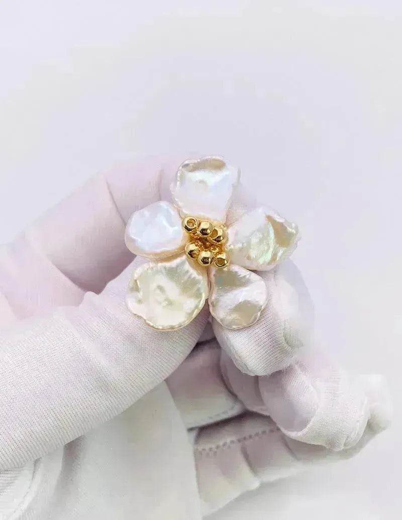Boucles d'oreilles Baroque Perle Femme Européennes et Américaines Tempérament Personnalité Fleur Clous d'oreilles
