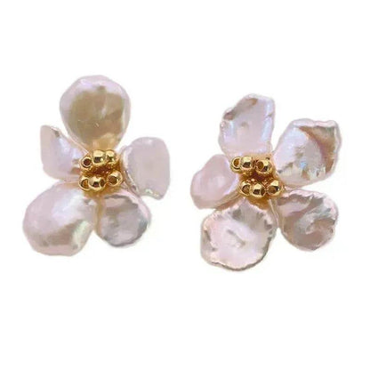 Boucles d'oreilles Baroque Perle Femme Européennes et Américaines Tempérament Personnalité Fleur Clous d'oreilles