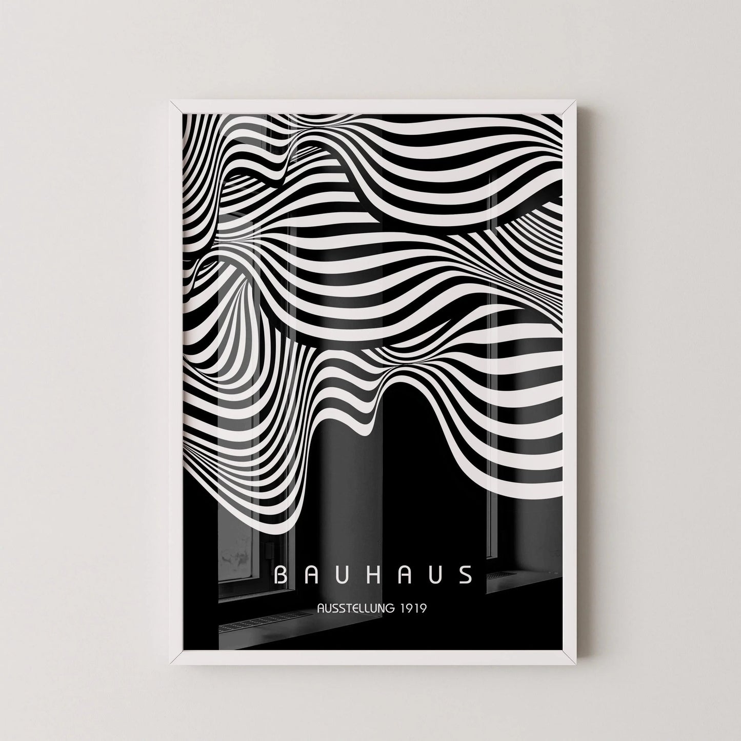 Bauhaus Ausstellung Black (Waves) PRINT | Vintage Mid-century Modern Poster (Available handframed or unframed)