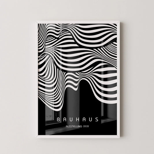 Bauhaus Ausstellung Black (Waves) PRINT | Vintage Mid-century Modern Poster (Available handframed or unframed)
