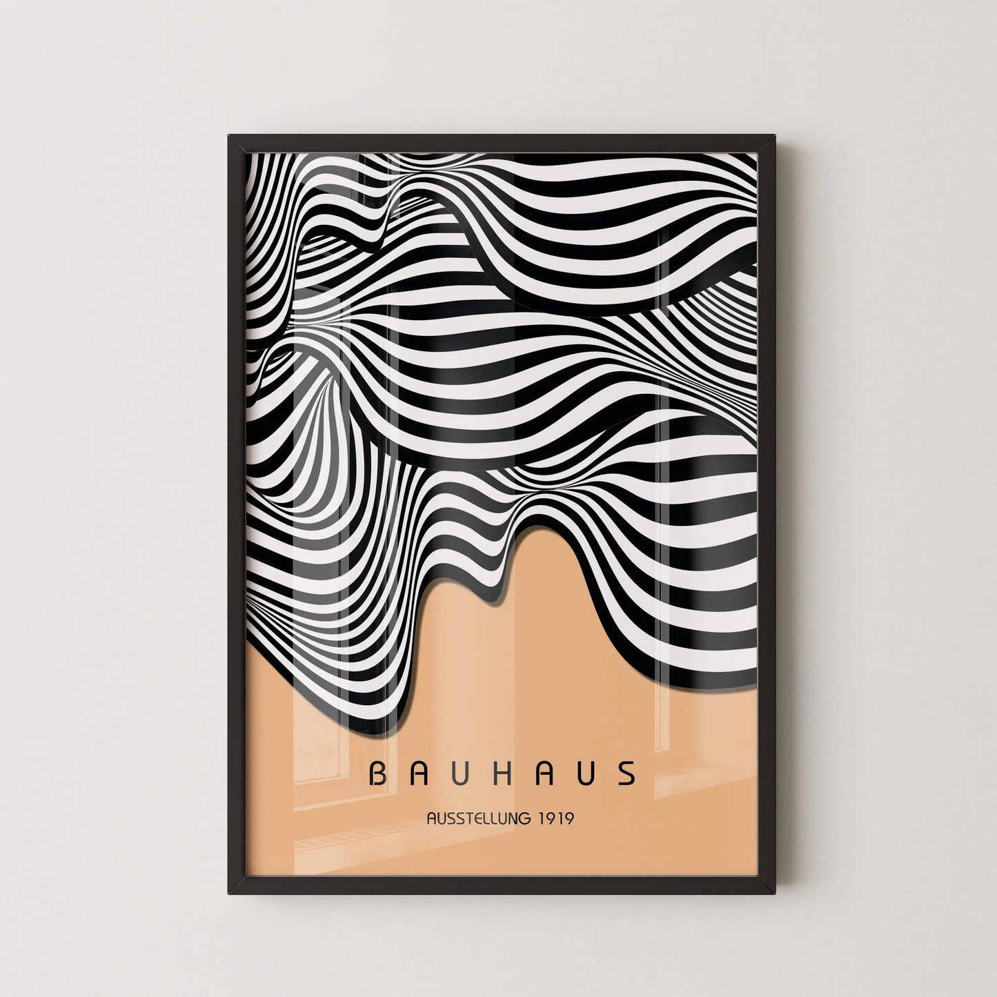 Affiche d'art Bauhaus Waves : Affiche d'exposition moderniste du milieu du siècle