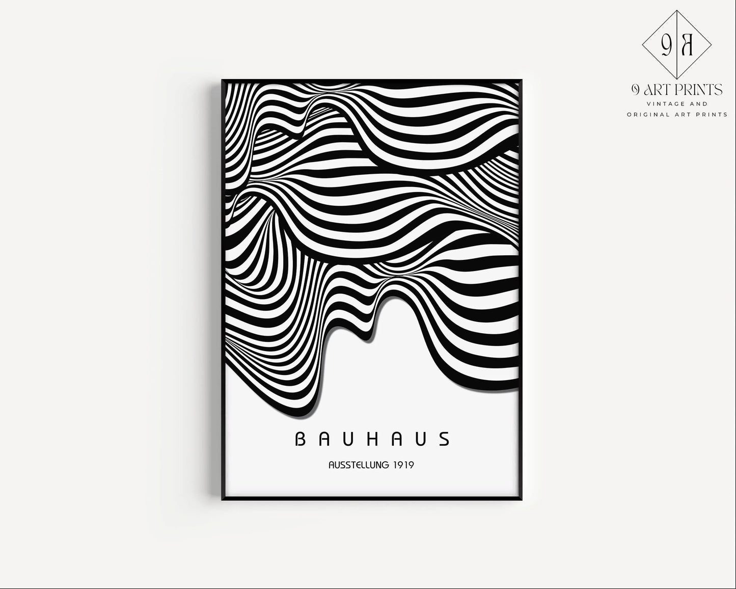 Bauhaus Waves Art Print: Mid-Century Modern Giclee Poster