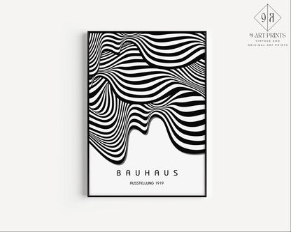 Bauhaus Waves Art Print: Mid-Century Modern Giclee Poster