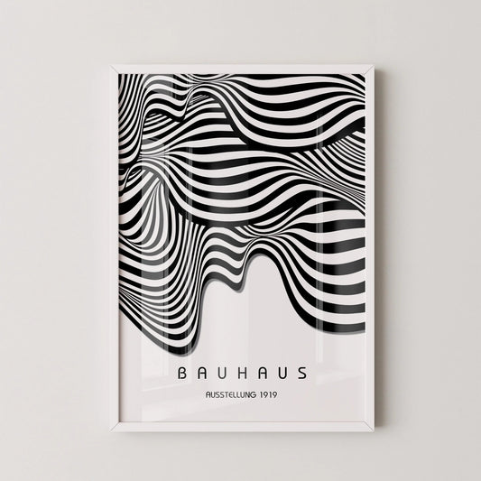 Bauhaus Waves Art Print: Mid-Century Modern Giclee Poster
