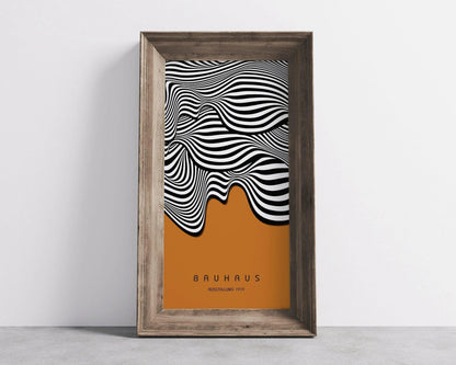 Bauhaus Ochre Waves Art Print: Mid-Century Modern Giclee