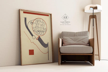 Bauhaus Poster: Beige & Black Mid-Century Modern Art Print