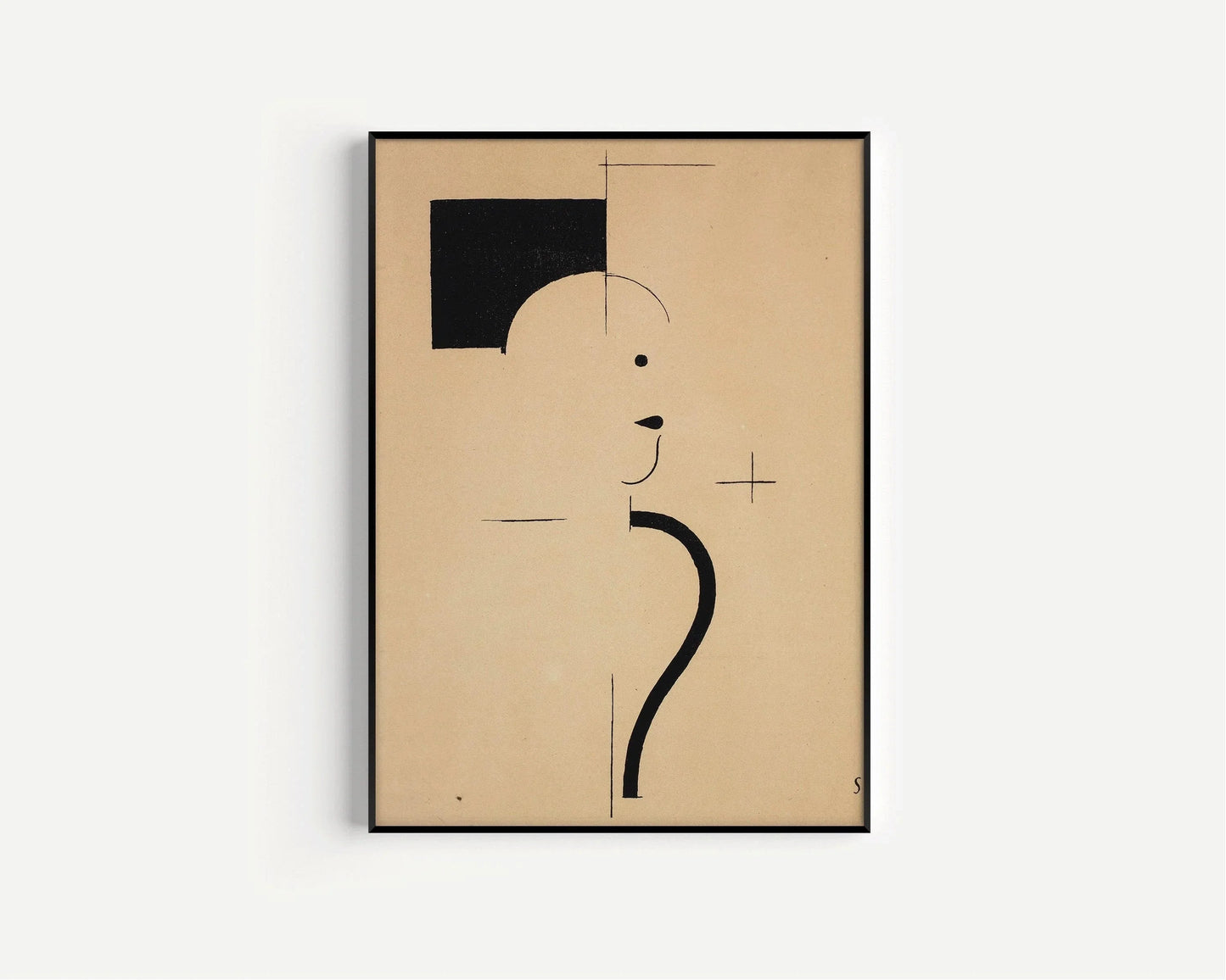 Bauhaus Art Print: Beige Black Mid-Century Modern Giclee Print