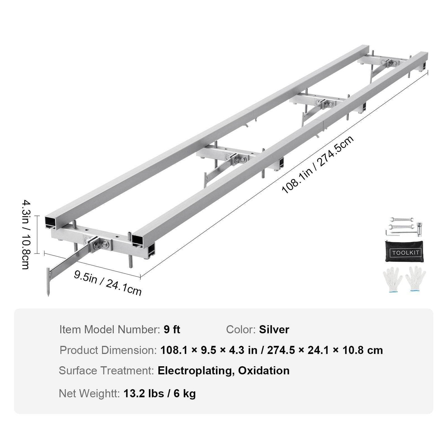 Rail Mill Guide System, 9 Ft Milling Guide, 4 Crossbar Kits Chainsaw Mill Rail Guide, Aluminum Adjustable Saw Mill Rail System Work With Chainsaw Mills For Builders And Woodworkers