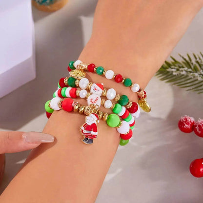 4pcs Christmas Snowman Handmade Beaded Bracelet set gift idea