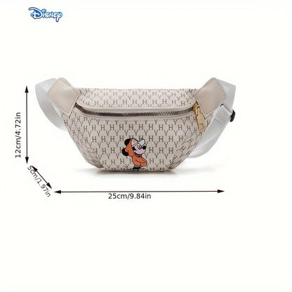 1pc Disney Mickey Cartoon Fanny PU Material Pack, Adjustable Strap Waist Bag With Fashion Zipper, Suitable For Sports & Outdoor Activities