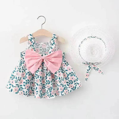 Casual Newborn Baby girl Printed Bow Princess Dress