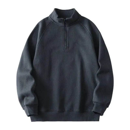 Autumn Winter half zip Stand-collar Fleece Sweatshirt Pullover tops for men