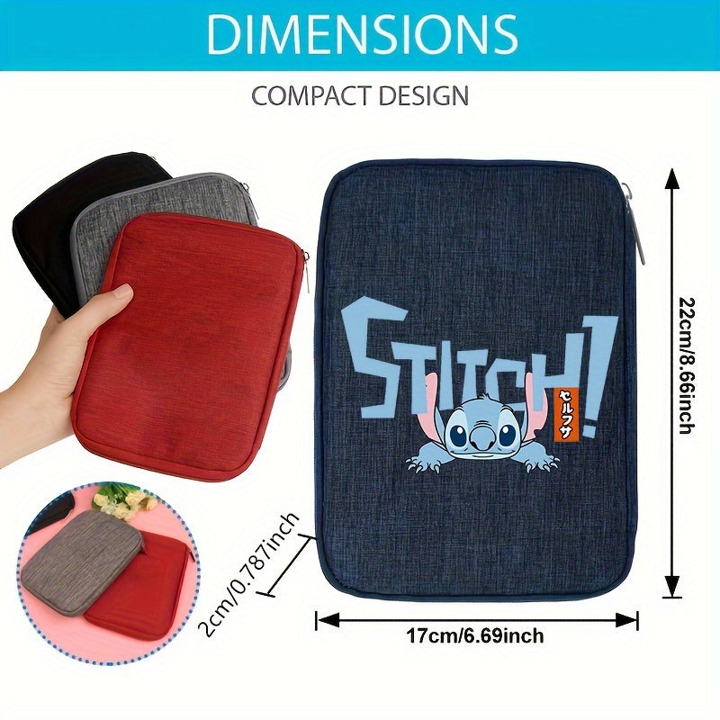 Disney Stitch And Winnie The Pooh Travel Passport Storage Bag, Essential Multi-Pocket Wire Phone Accessories Organizer For Small Charging Cord Cable, Ideal Gifts