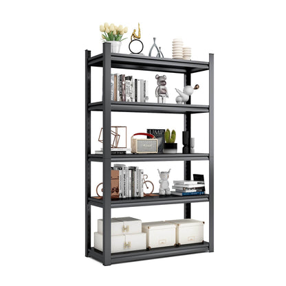 Étagères métalliques à plusieurs niveaux pour le rangement, étagères de garage, 907 kg, étagères de rangement robustes, étagères de garage réglables, unité d'étagères industrielles, support utilitaire de rangement, noir