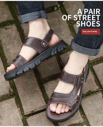 Men's Non-slip Casual First Layer Cowhide Sandal Slippers