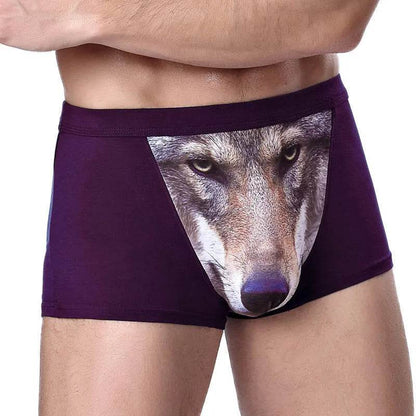 Printed Wolf Head Big Bird  Men's Boxer Briefs Underwear