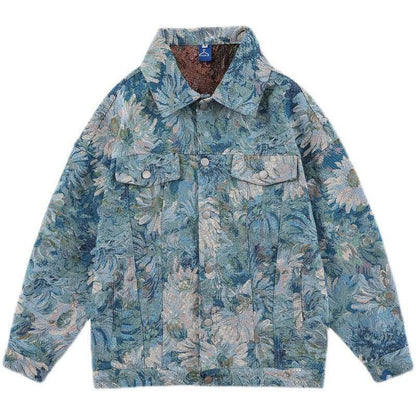 Creative fashion Unisex Floral Denim Jeans Jacket